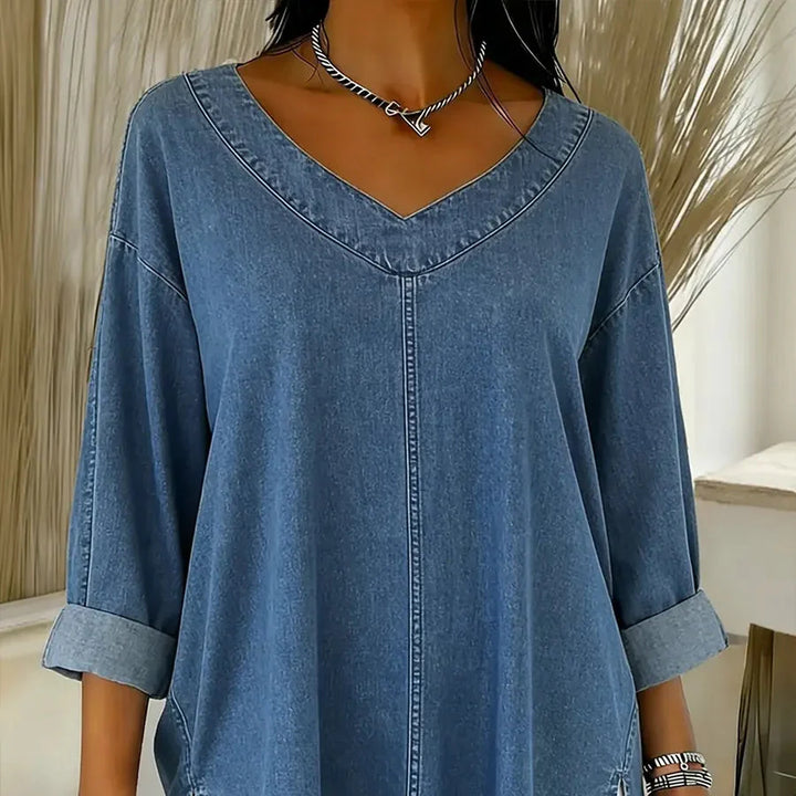 Baumwollhemd für Damen aus gewaschenem Denim