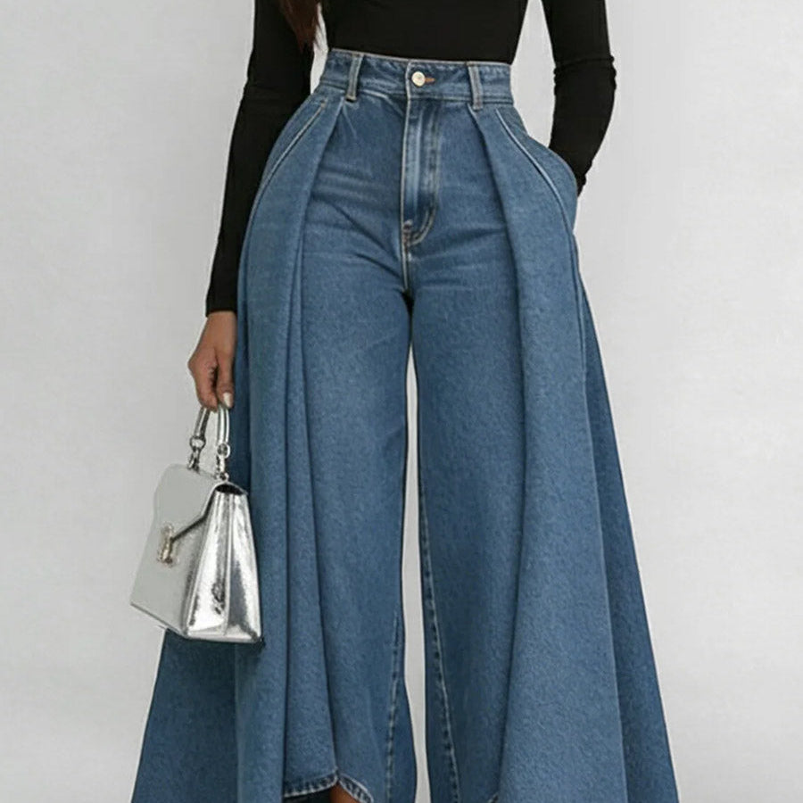 Damenjeans mit hoher Taille und weitem Bein
