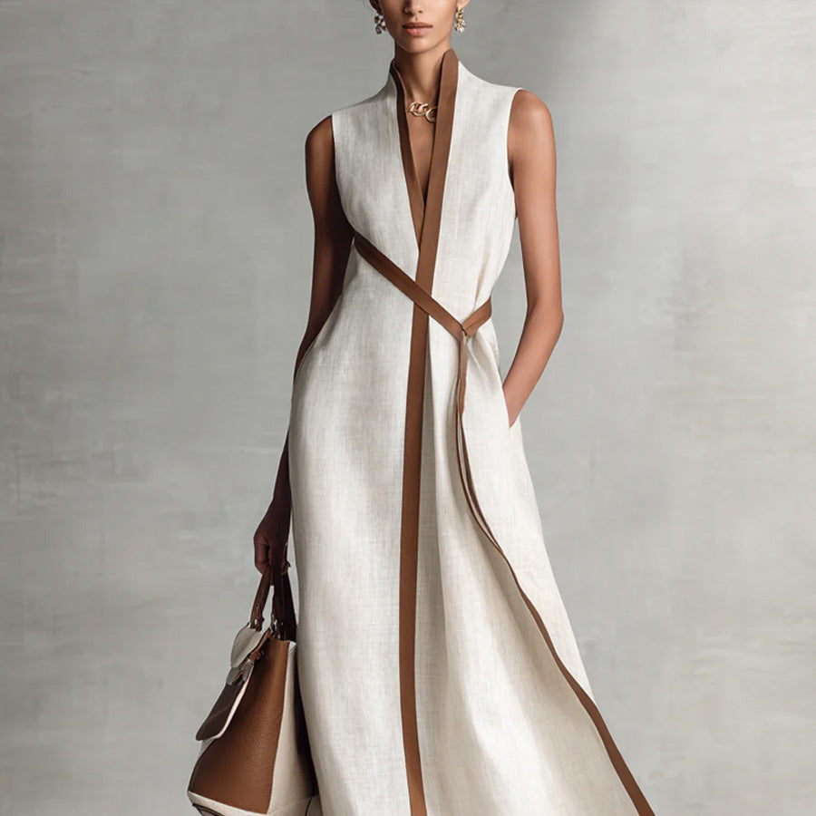 Ärmelloses Baumwoll-Leinen-Kleid für Damen