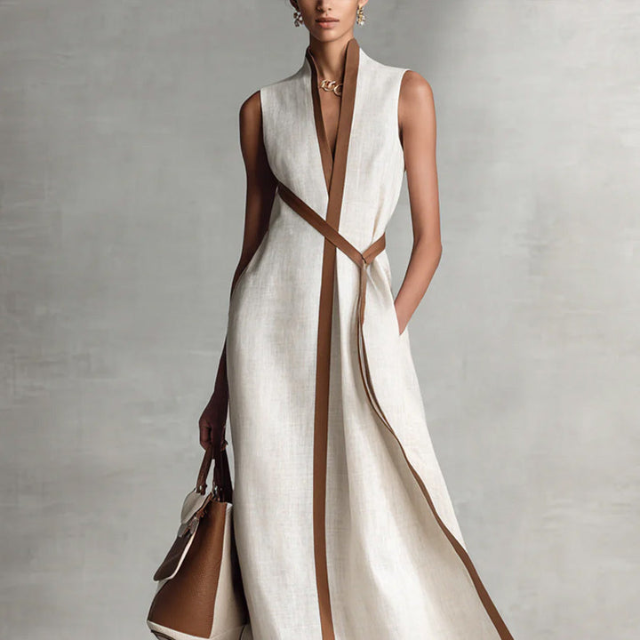 Ärmelloses Baumwoll-Leinen-Kleid für Damen
