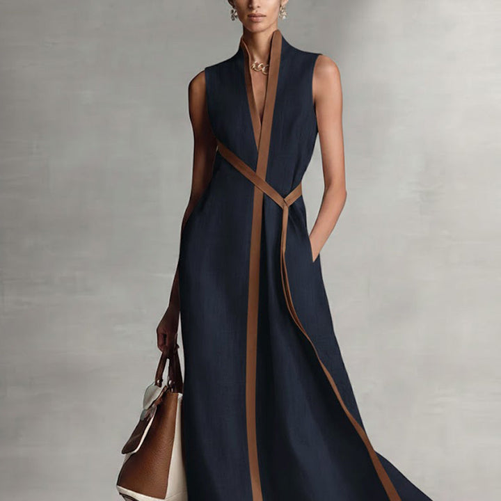 Ärmelloses Baumwoll-Leinen-Kleid für Damen
