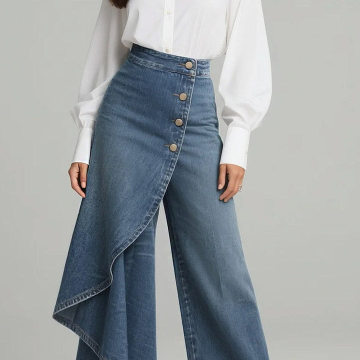 Damenjeans mit hoher Taille, lockerer Passform und weitem Bein