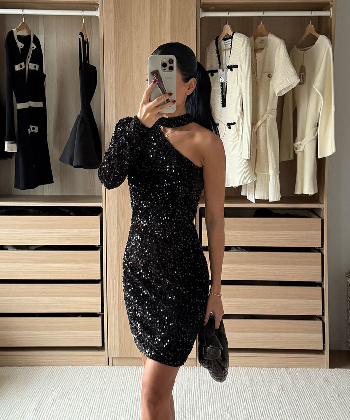 Pailletten Kleid Taliya Schwarz Ladypolitan ♡