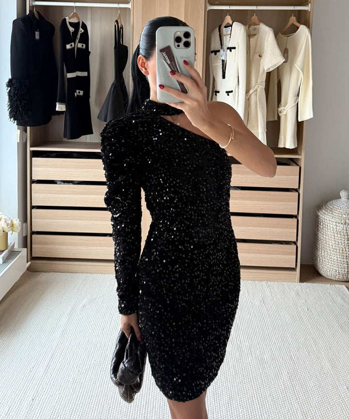 Pailletten Kleid Taliya Schwarz Ladypolitan ♡