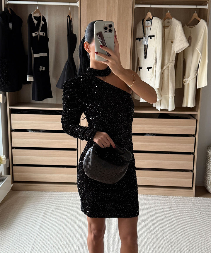 Pailletten Kleid Taliya Schwarz Ladypolitan ♡