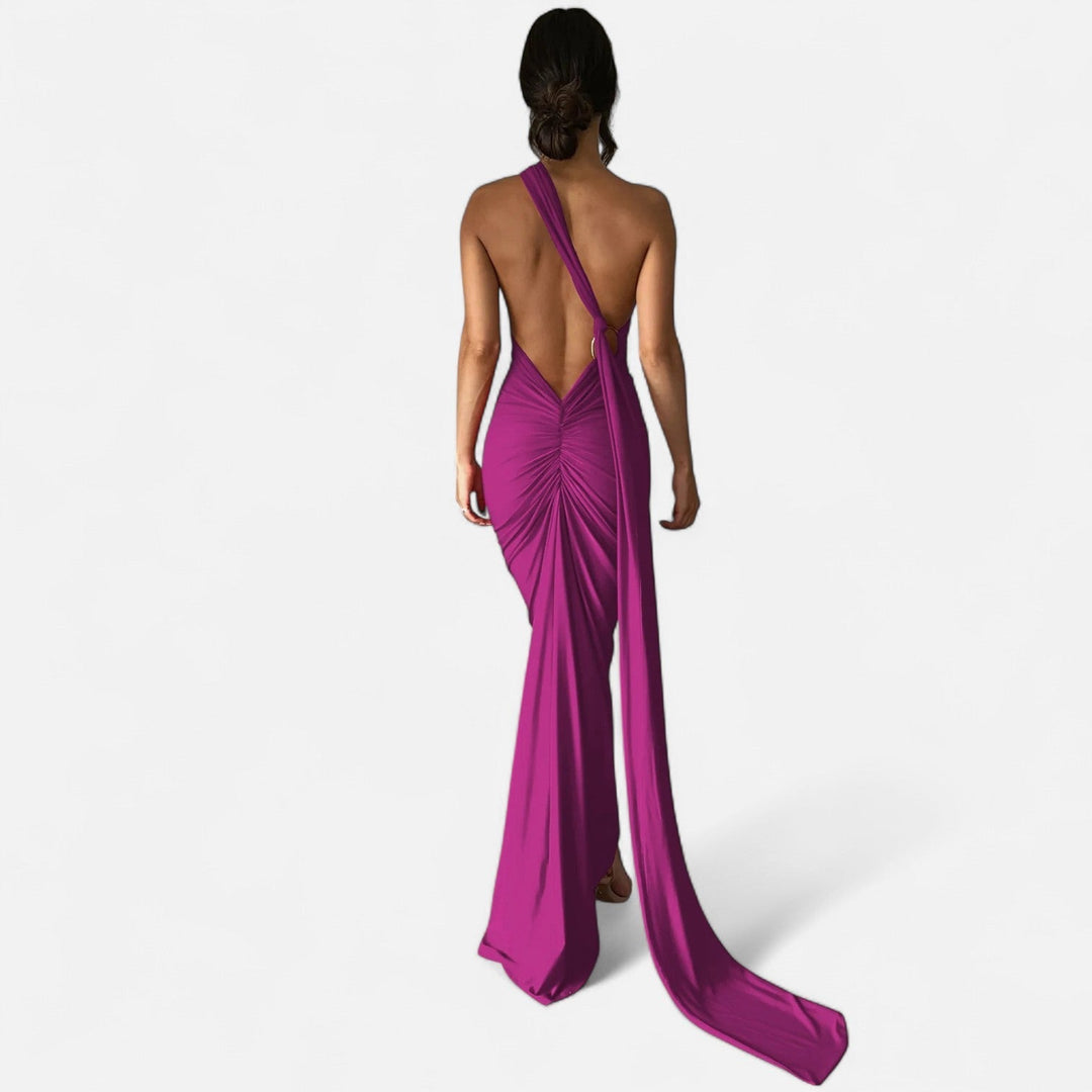 Lara | Damen Maxikleid mit Ein-Schulter-Neckholder