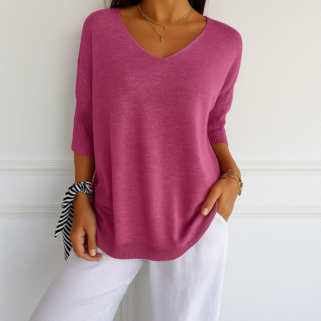 Franziska | Damen Pullover mit V-Ausschnitt und Kurzarm