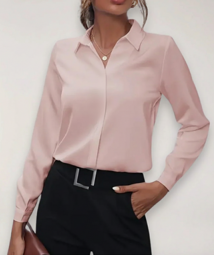 Julia | Damen Frühjahrs Bürobluse mit Knopfleiste