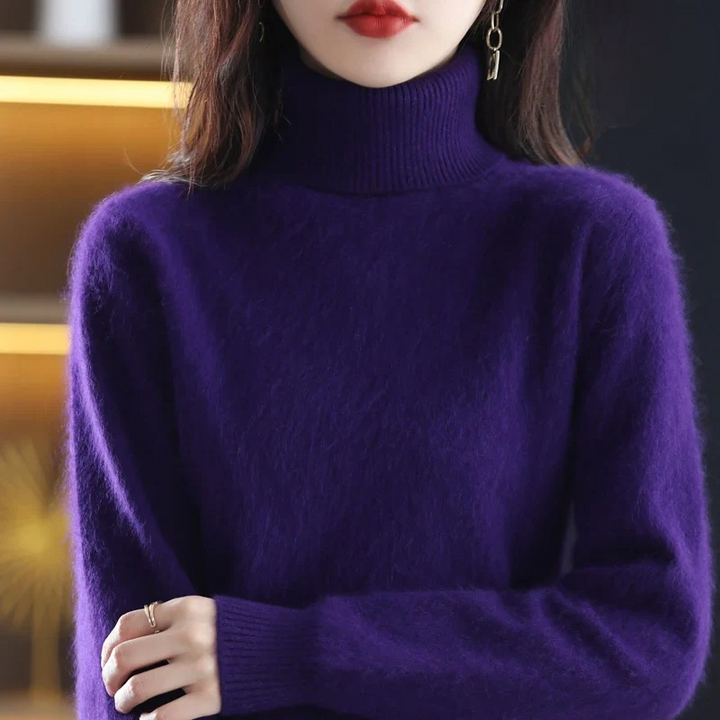 Isabella – Damen Ärmelloser Feinstrick Rollkragenpullover