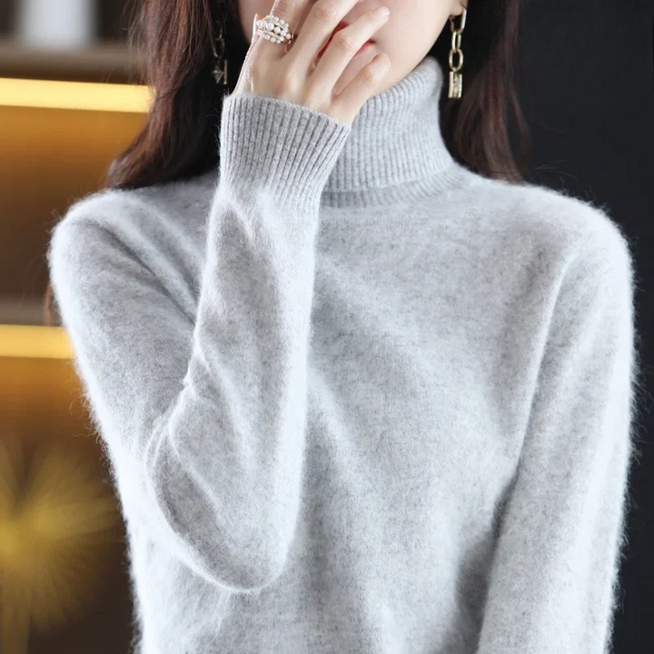 Isabella – Damen Ärmelloser Feinstrick Rollkragenpullover