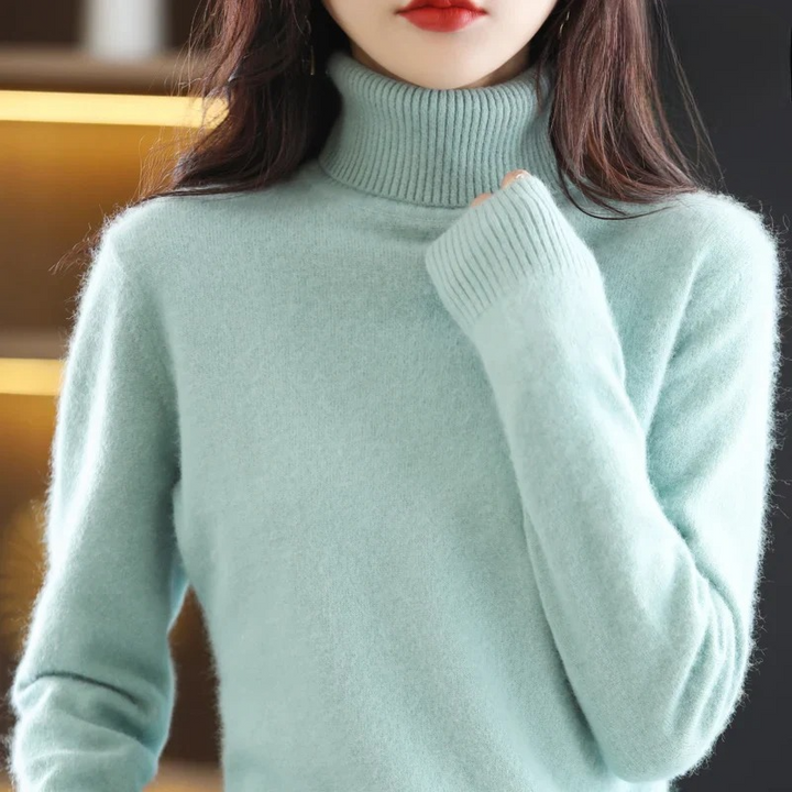 Isabella – Damen Ärmelloser Feinstrick Rollkragenpullover