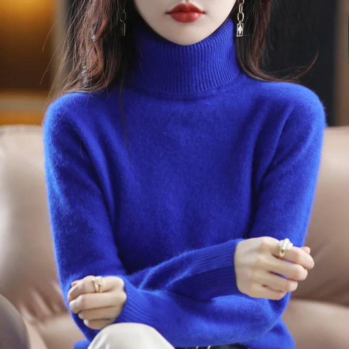 Isabella – Damen Ärmelloser Feinstrick Rollkragenpullover