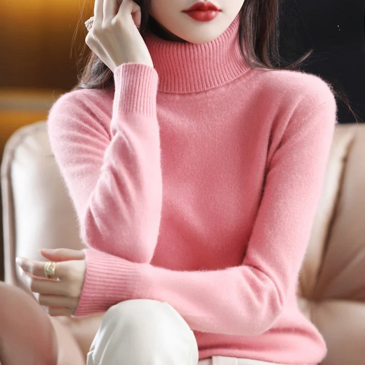 Isabella – Damen Ärmelloser Feinstrick Rollkragenpullover