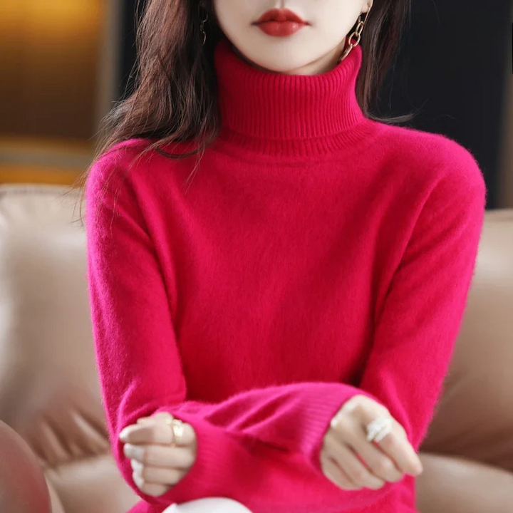 Isabella – Damen Ärmelloser Feinstrick Rollkragenpullover