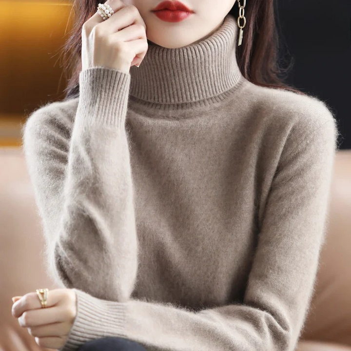 Isabella – Damen Ärmelloser Feinstrick Rollkragenpullover
