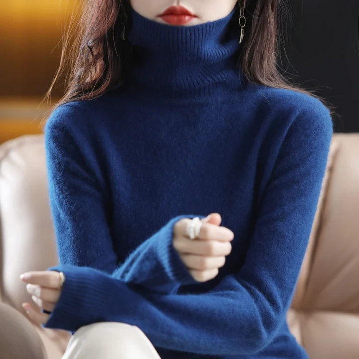 Isabella – Damen Ärmelloser Feinstrick Rollkragenpullover