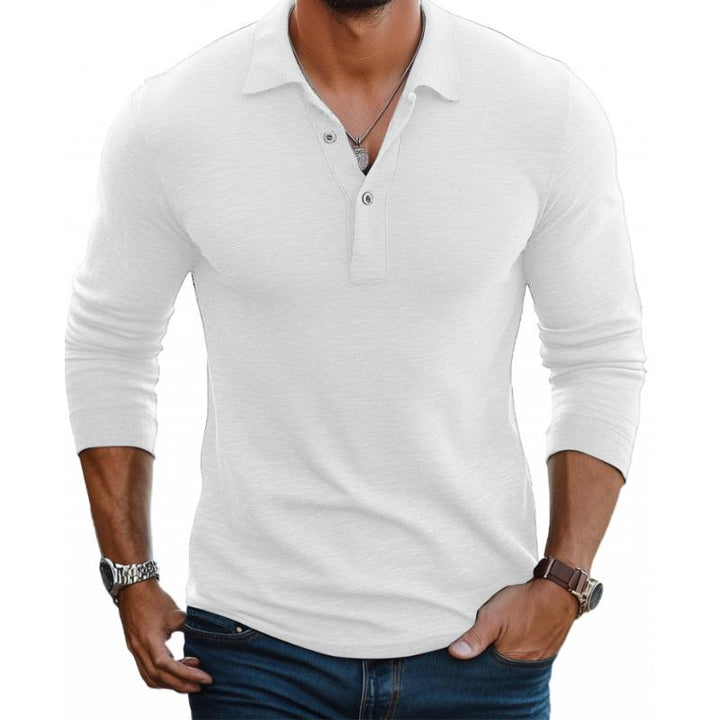 Langarm Polo Pullover Shirt | Knopfleiste