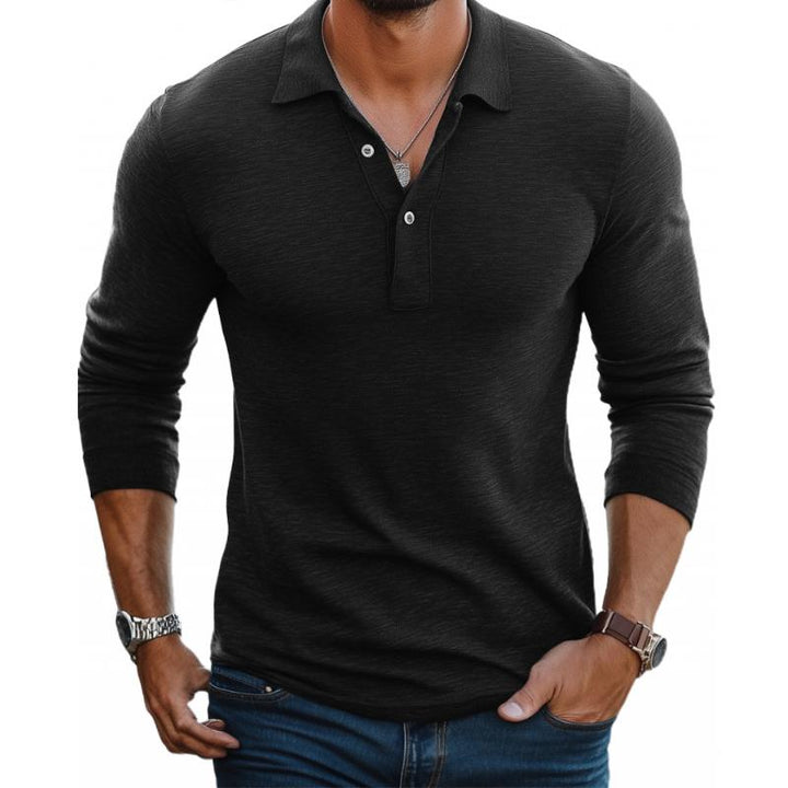 Langarm Polo Pullover Shirt | Knopfleiste