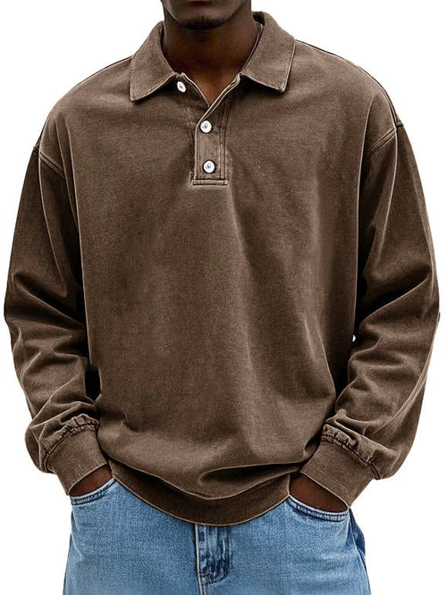Langarm Polo Pullover | Klassischer Kragen mit Knopfleiste