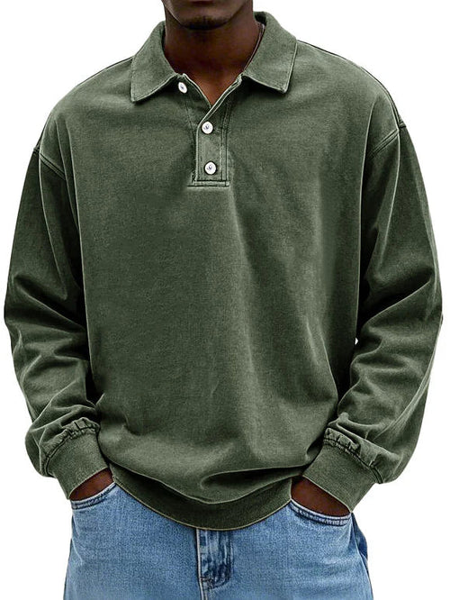 Langarm Polo Pullover | Klassischer Kragen mit Knopfleiste