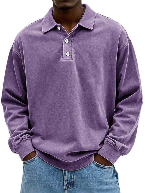 Norbert | Herren Relaxte Passform Langarm Polo-Shirt