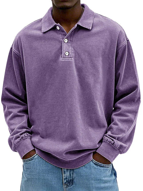 Langarm Polo Pullover | Klassischer Kragen mit Knopfleiste