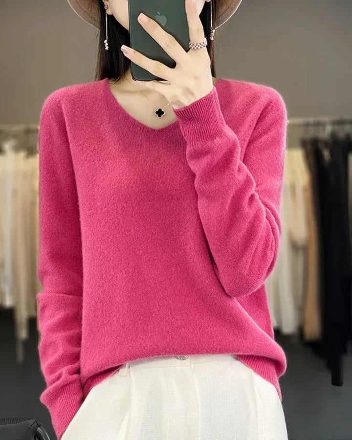 Pullover aus 100% Merinowolle mit V-Ausschnitt – Für herbstliche und winterliche Looks