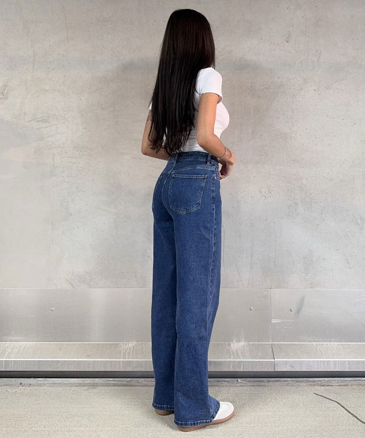 Stretch Wide Leg Jeans Lenna Blau Ladypolitan ♡