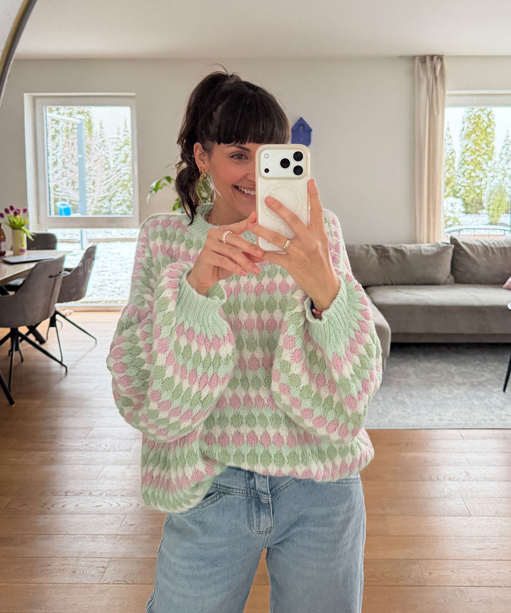 Pullover Renita Grün Rosa Ladypolitan ♡
