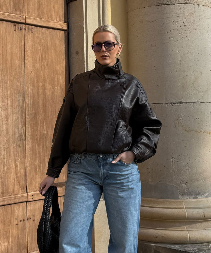 Kunstleder Jacke Rina Dunkelbraun Ladypolitan ♡