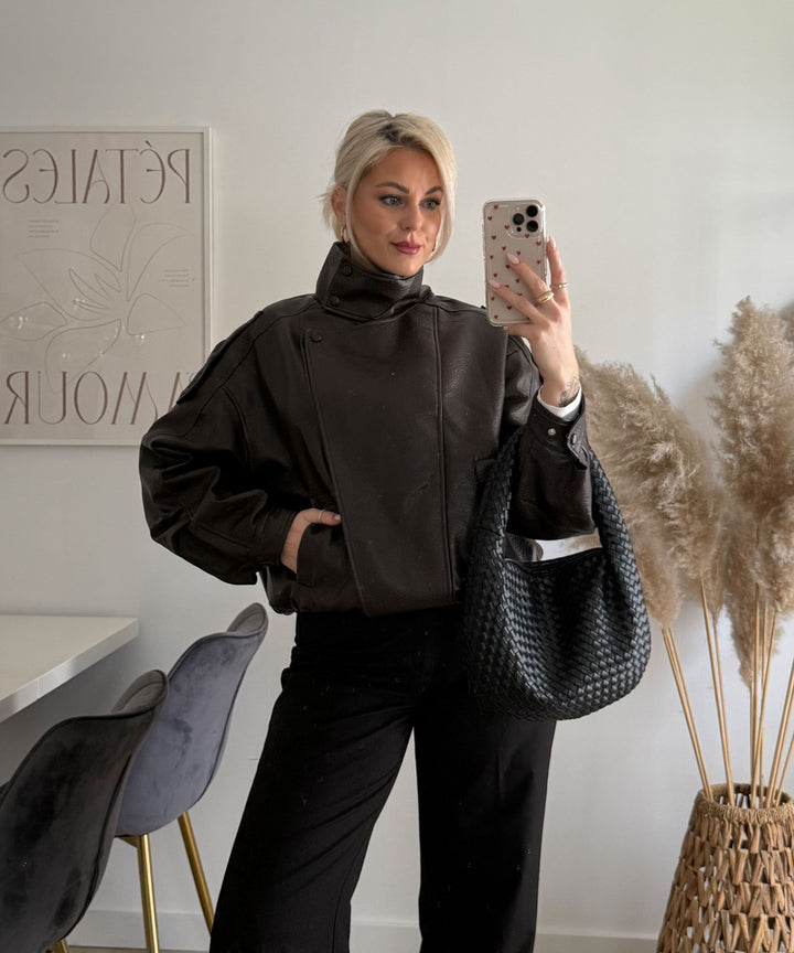 Kunstleder Jacke Rina Dunkelbraun Ladypolitan ♡