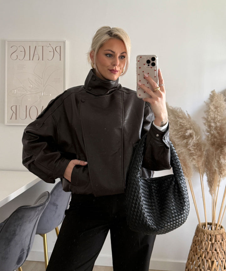 Kunstleder Jacke Rina Dunkelbraun Ladypolitan ♡