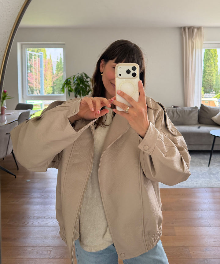 Kunstleder Jacke Rina Beige Ladypolitan ♡