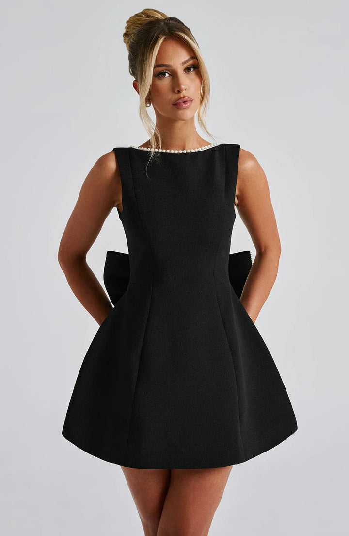 Rosa, ärmelloses A-Linien-Minikleid für Damen | Mit Perlenbesatz