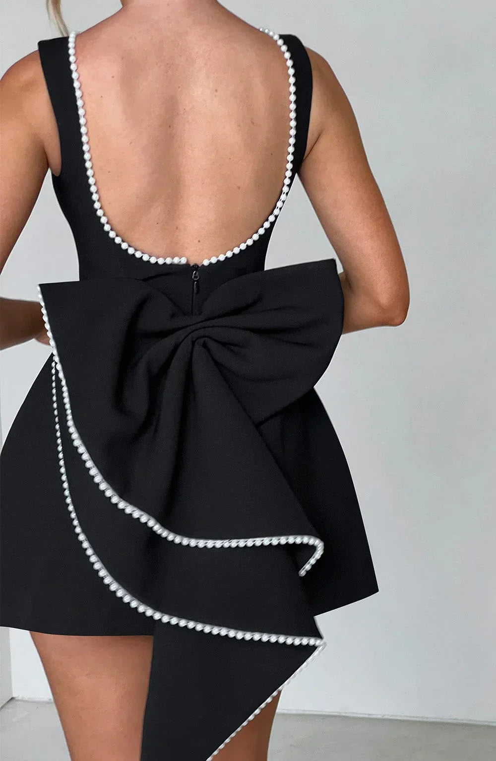 Rosa, ärmelloses A-Linien-Minikleid für Damen | Mit Perlenbesatz