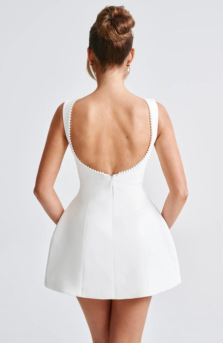 Rosa, ärmelloses A-Linien-Minikleid für Damen | Mit Perlenbesatz