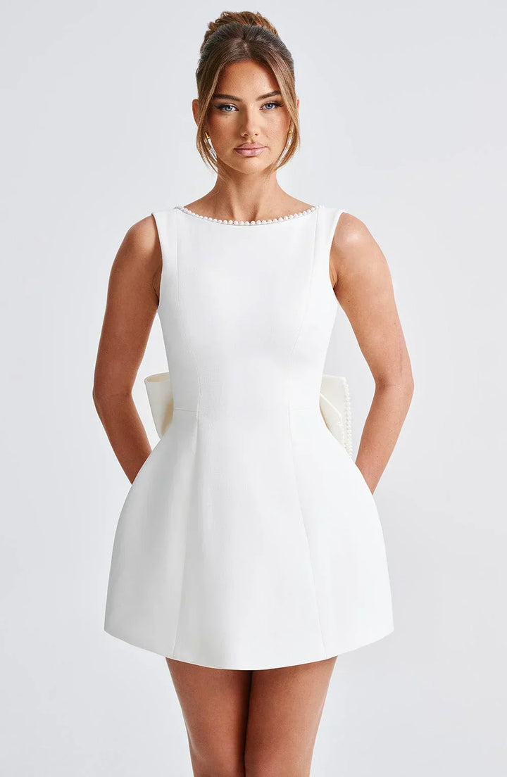 Rosa, ärmelloses A-Linien-Minikleid für Damen | Mit Perlenbesatz