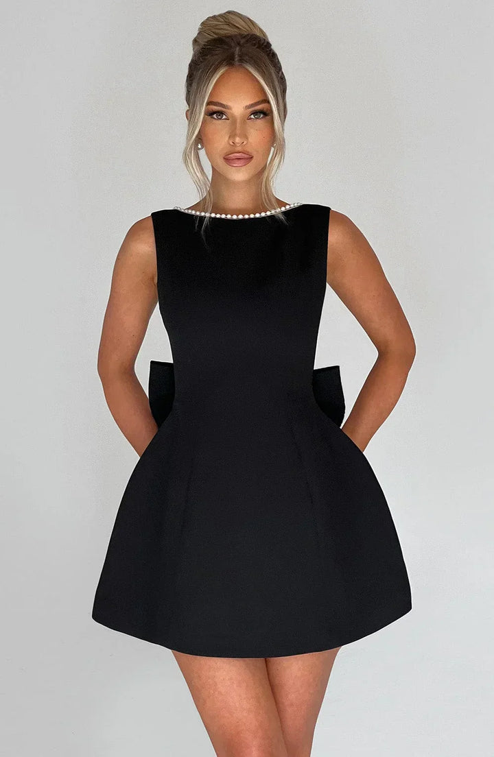 Rosa, ärmelloses A-Linien-Minikleid für Damen | Mit Perlenbesatz