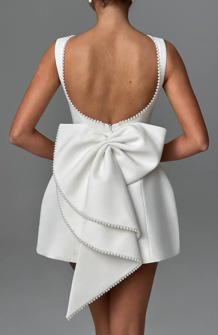 Rosa, ärmelloses A-Linien-Minikleid für Damen | Mit Perlenbesatz