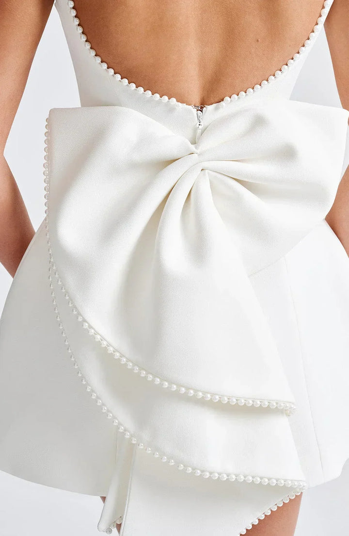 Rosa, ärmelloses A-Linien-Minikleid für Damen | Mit Perlenbesatz