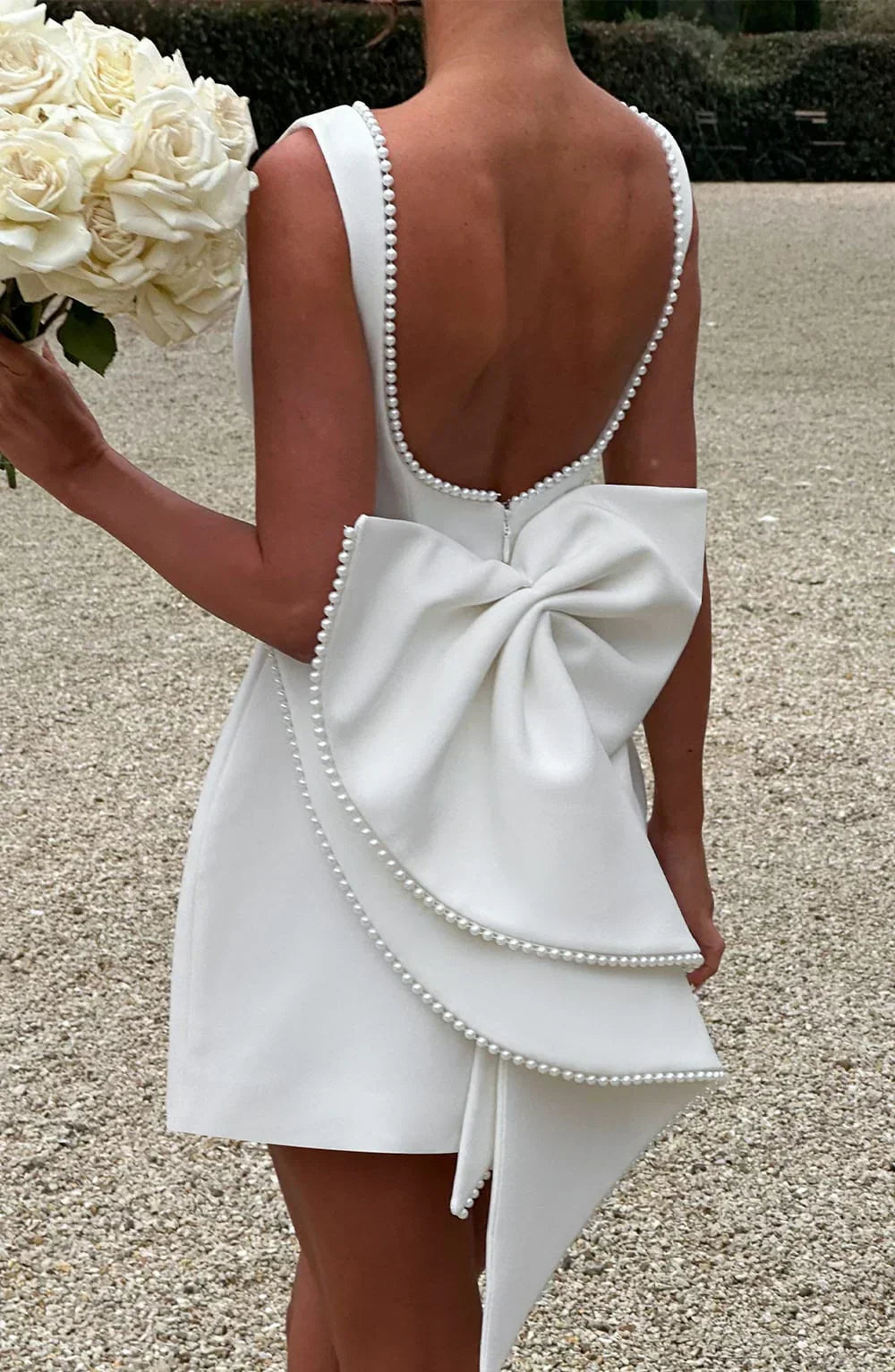 Rosa, ärmelloses A-Linien-Minikleid für Damen | Mit Perlenbesatz