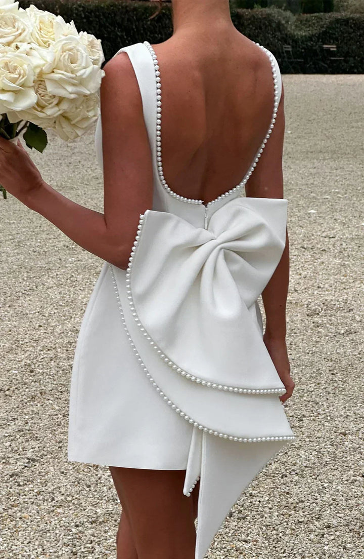 Rosa, ärmelloses A-Linien-Minikleid für Damen | Mit Perlenbesatz