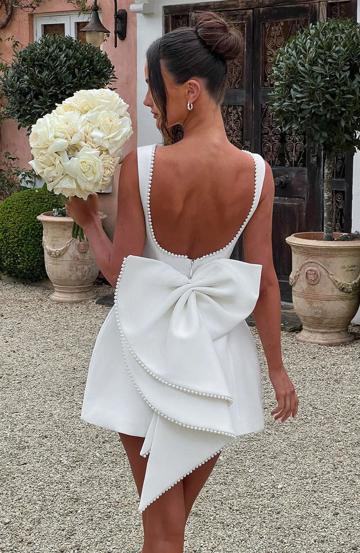 Rosa, ärmelloses A-Linien-Minikleid für Damen | Mit Perlenbesatz