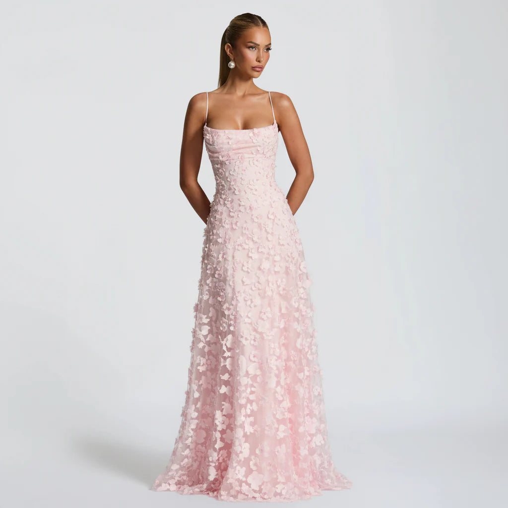 Maxikleid für Damen mit Blumenmuster und Spaghettiträgern