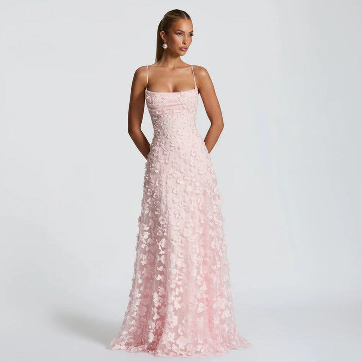 Maxikleid für Damen mit Blumenmuster und Spaghettiträgern