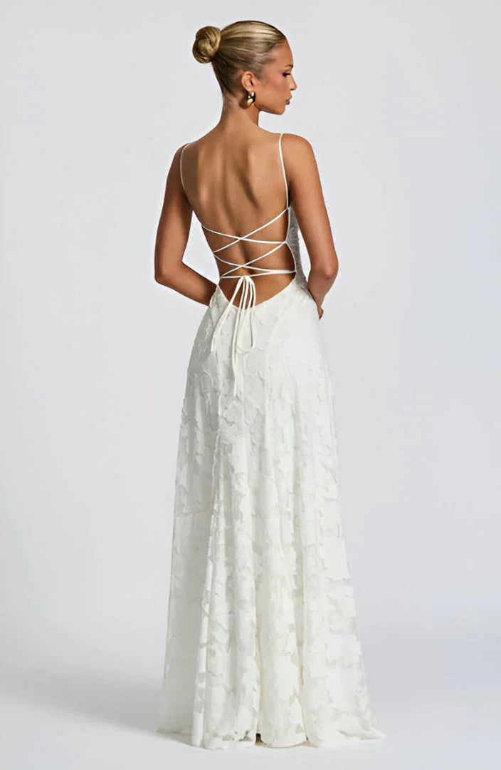 Maxikleid für Damen mit Blumenmuster und Spaghettiträgern