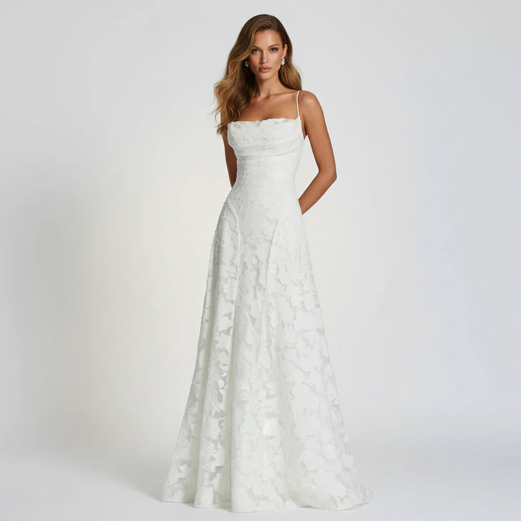 Maxikleid für Damen mit Blumenmuster und Spaghettiträgern