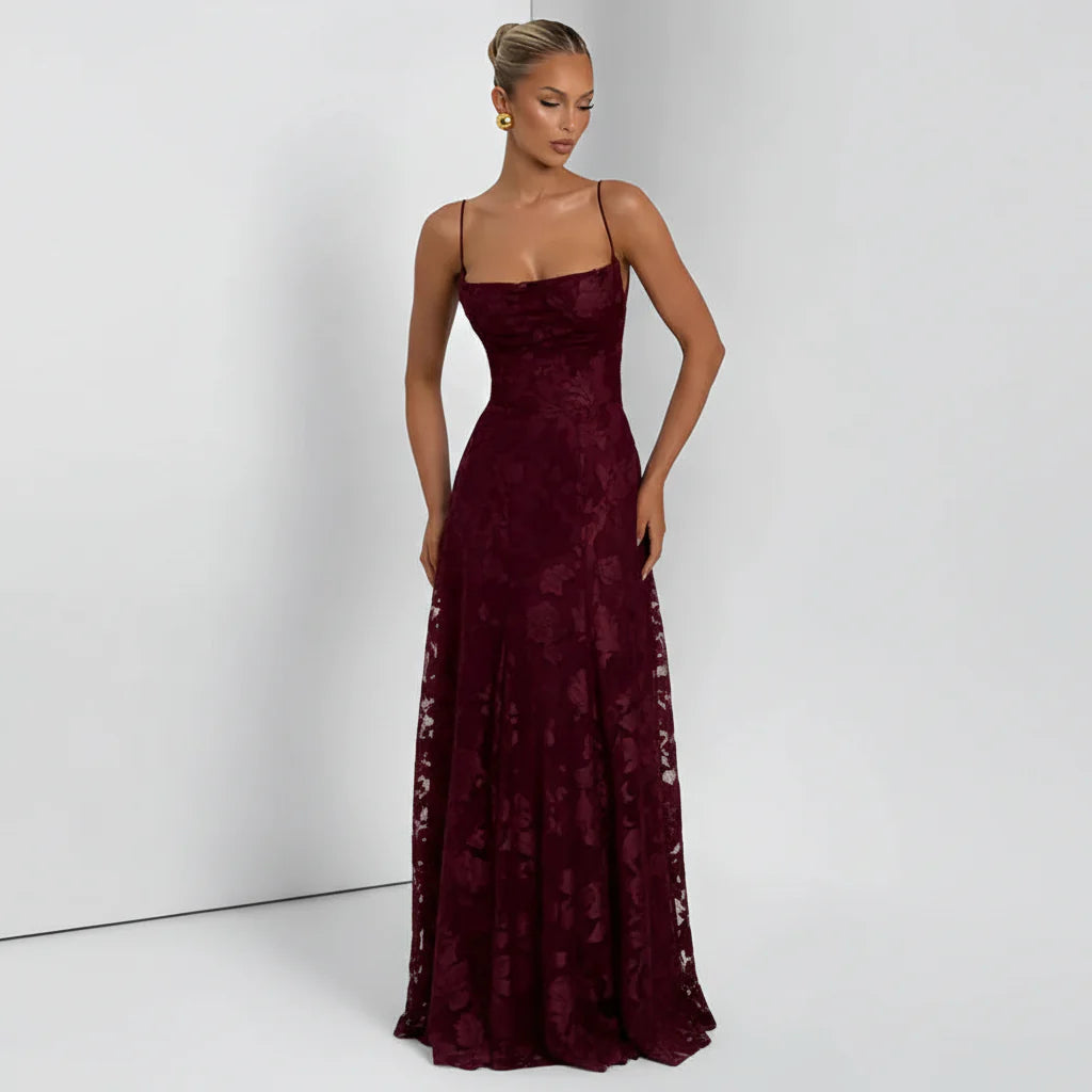 Maxikleid für Damen mit Blumenmuster und Spaghettiträgern