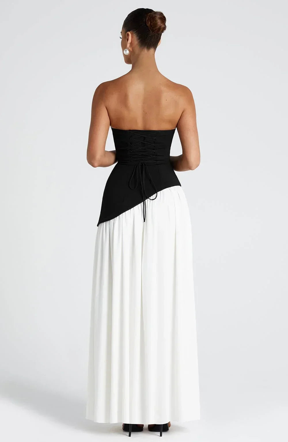 Maxikleid für Damen im Korsettstil mit Schaldetail und hohem Schlitz