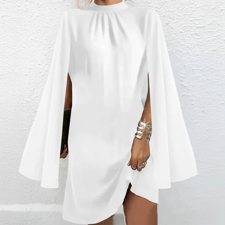 Partykleid für Damen mit Fledermausärmeln und plissiertem Ausschnitt
